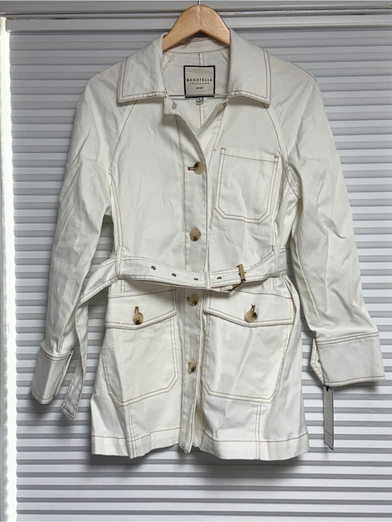 bagatelle Jackets & Blazers - Bagatelle off-White Cotton B Utility Jacket with Belt